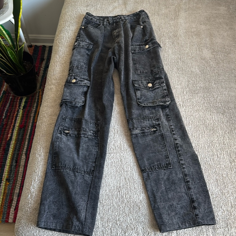 Fashion Nova Acid Wash Cargo Jean
